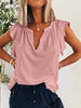 Ruffled Notched Cap Sleeve T-Shirt-Teresa's Fashionista LLC