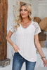 Eyelet V-Neck Lace Short Sleeve T-Shirt-Teresa's Fashionista LLC
