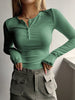 Half Button Long Sleeve T-Shirt-Teresa's Fashionista LLC
