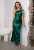 One-Shoulder Ruched Slit Maxi Dress-Teresa's Fashionista LLC