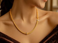 Woven Rope Necklace with Diamond Accents in 14k Yellow Gold