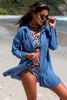 Button-Up Longline Shirt with Breast Pockets-Teresa's Fashionista LLC