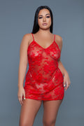 1 Pc Mini-length Chemise With Floral Lace Design-Teresa's Fashionista LLC