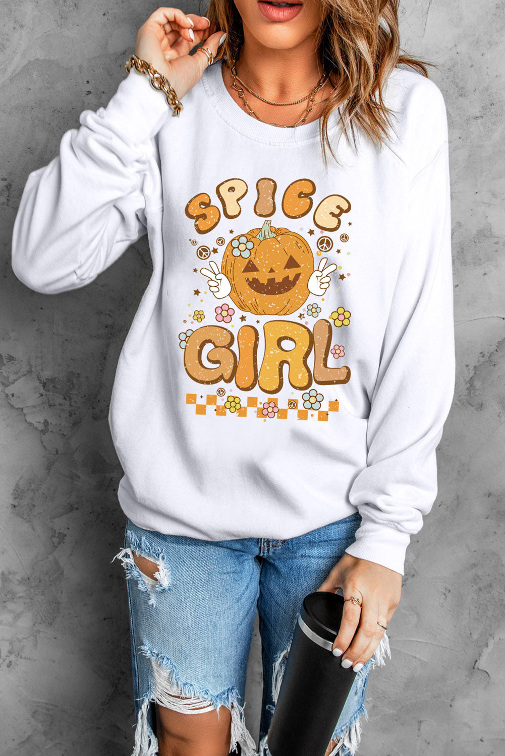 Round Neck Long Sleeve SPICE GIRL Graphic Sweatshirt - Teresa's Fashionista LLC