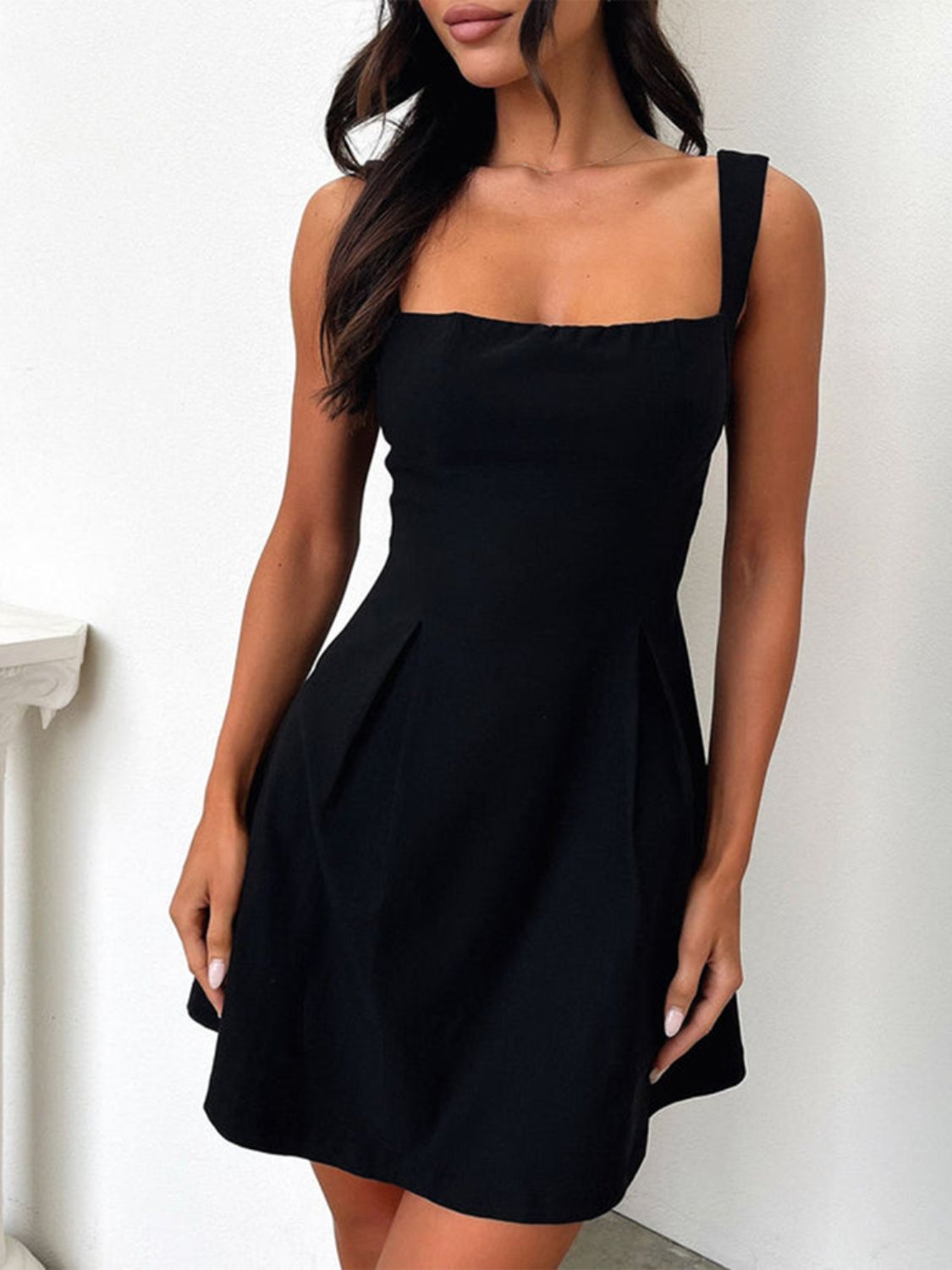 Devine Bow Back Square Neck Mini Dress - Teresa's Fashionista LLC