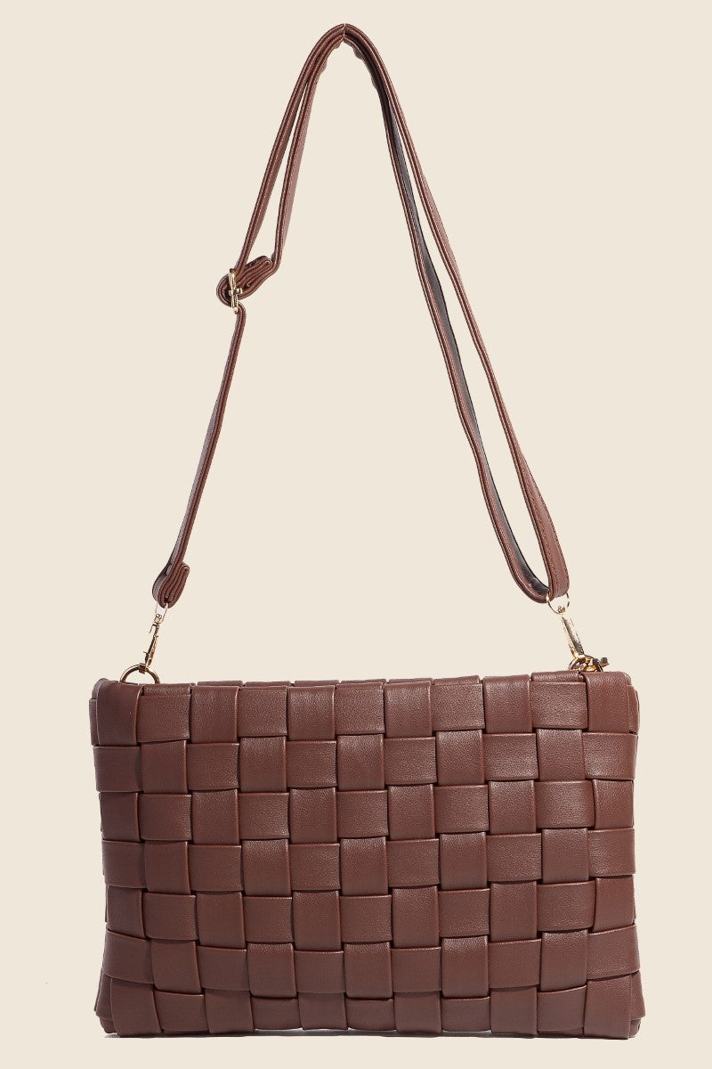 Fame Faux Leather Basket Weave  Crossbody Bag - Teresa's Fashionista LLC