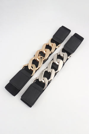 Chain Detail Elastic Belt-Teresa's Fashionista LLC