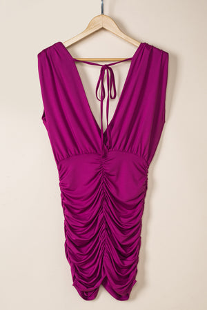 Ruched Surplice Sleeveless Wrap Dress-Teresa's Fashionista LLC
