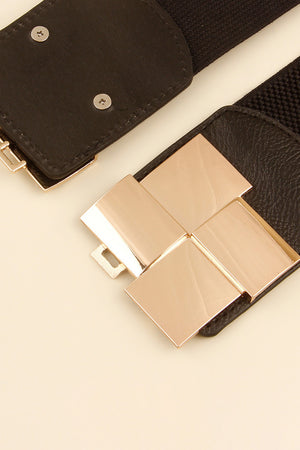 Geometric Buckle Elastic Wide Belt-Teresa's Fashionista LLC
