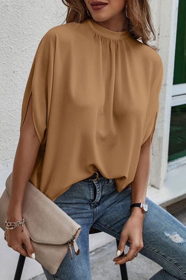 Tie Back Slit Half Sleeve Blouse-Teresa's Fashionista LLC