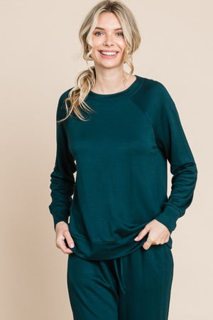 Super Lady Round Neck Raglan Sleeve Top and Drawstring Pants Lounge Set - Teresa's Fashionista LLC