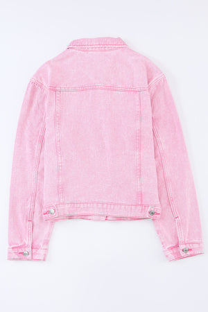 Pocketed Button Up Collared Neck Denim Jacket-Teresa's Fashionista LLC