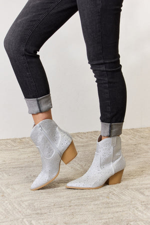 East Lion Corp Rhinestone Ankle Cowboy Boots-Teresa's Fashionista LLC