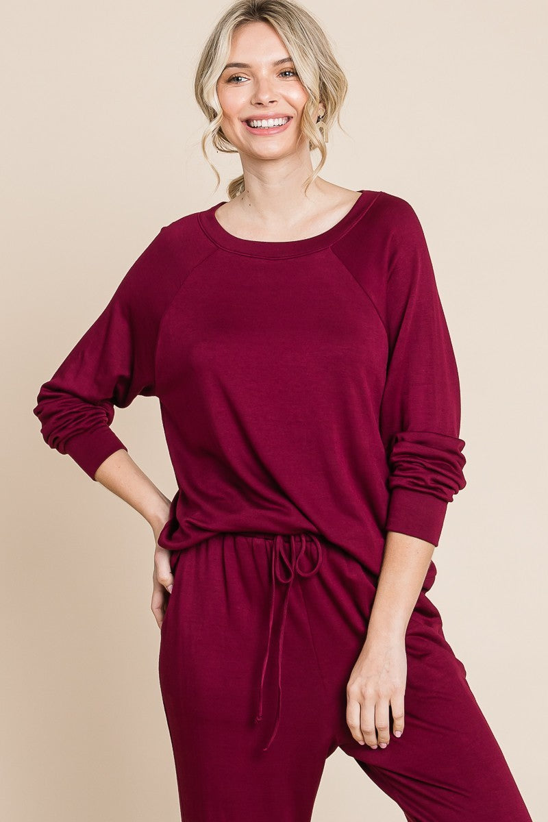 Super Lady Round Neck Raglan Sleeve Top and Pants Lounge Set - Teresa's Fashionista LLC