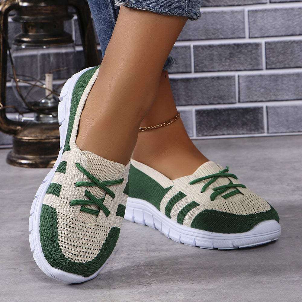 Mesh Contrast Flat Slip-Ons-Teresa's Fashionista LLC