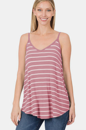 Zenana Striped Curved Hem Cami-Teresa's Fashionista LLC