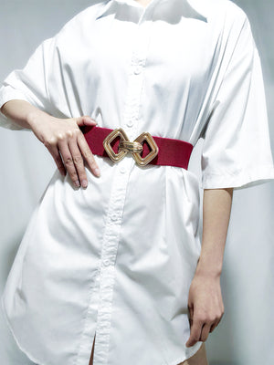 Geometric Buckle Elastic Wide Belt-Teresa's Fashionista LLC