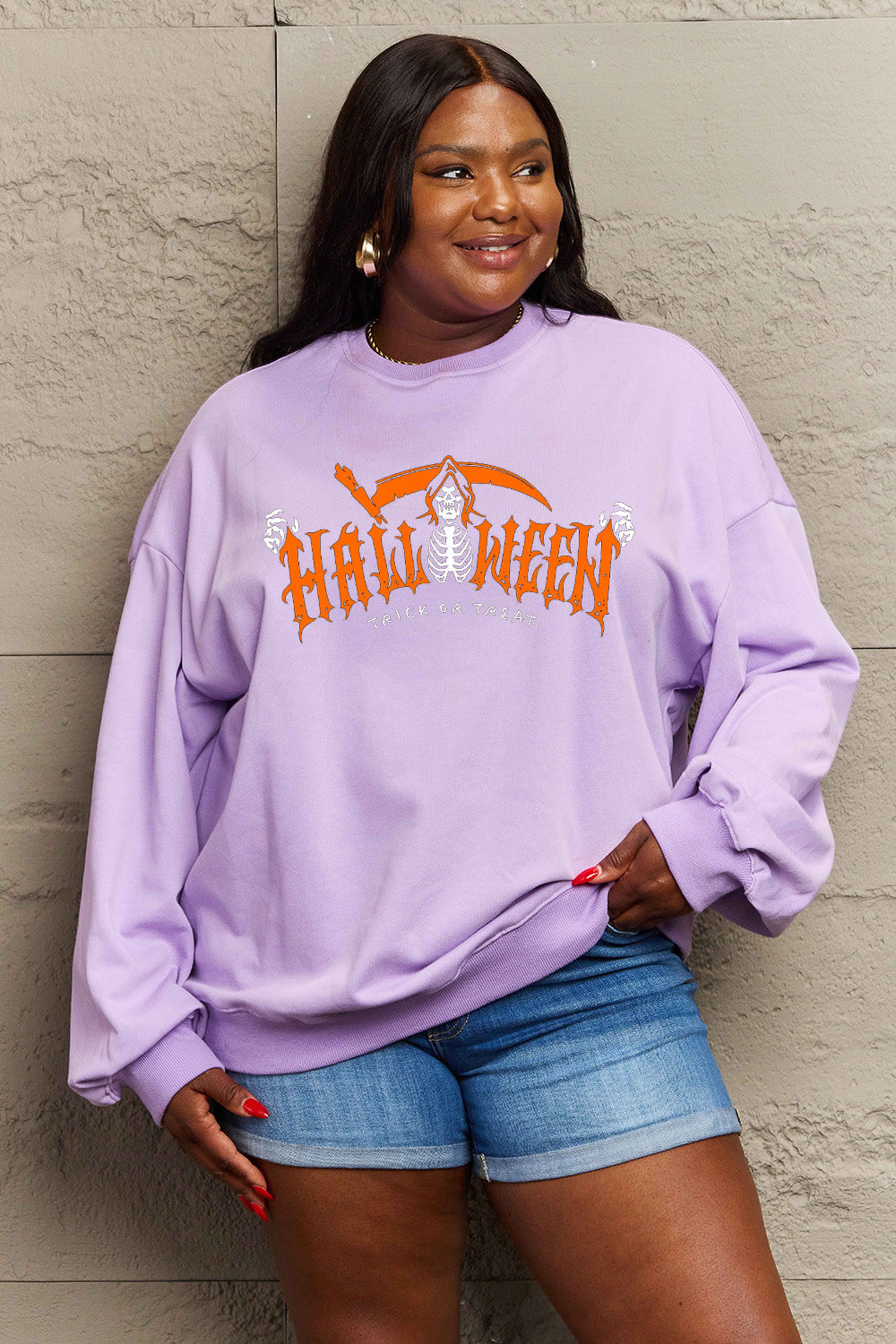 Simply Love Full Size HALLOWEEN TRICK OR TREAT Graphic Sweatshirt - Teresa's Fashionista LLC