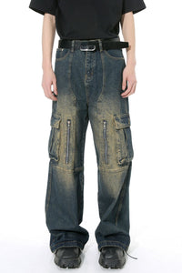 Mid Rise Jeans with Cargo Pockets