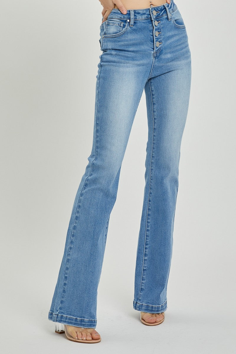 RISEN Full Size High Rise Button Fly Bootcut Jeans - Teresa's Fashionista LLC