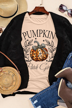 Pumpkin Graphic Round Neck Short Sleeve T-Shirt - Teresa's Fashionista LLC