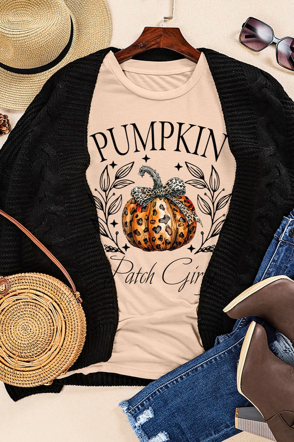 Pumpkin Graphic Round Neck Short Sleeve T-Shirt - Teresa's Fashionista LLC