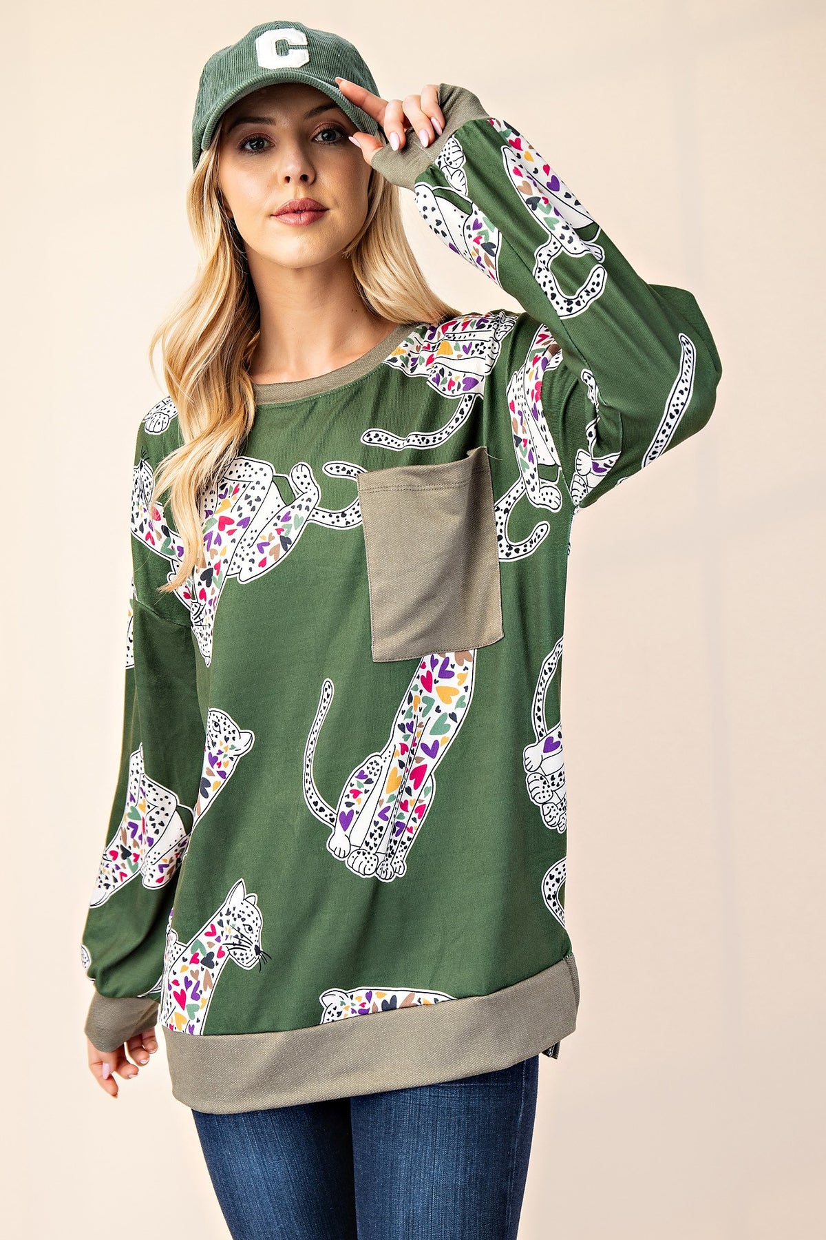 Celeste Full Size Animal Print Contrast Round Neck T-Shirt - Teresa's Fashionista LLC