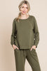 Super Lady Round Neck Raglan Sleeve Top and Pants Lounge Set - Teresa's Fashionista LLC
