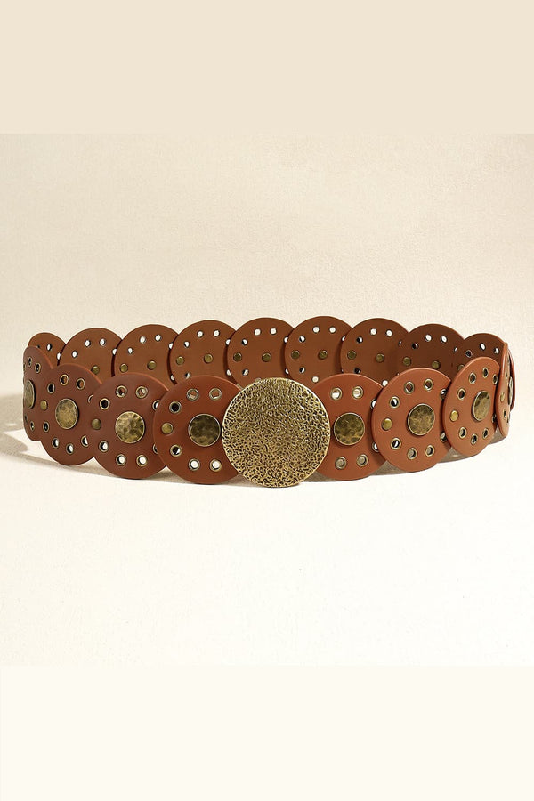 Round Shape PU Leather Belt-Teresa's Fashionista LLC