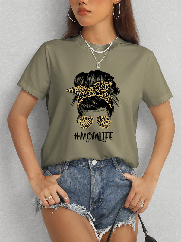 MOMLIFE Round Neck Short Sleeve T-Shirt-Teresa's Fashionista LLC
