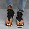 Studded Raw Hem Flat Sandals-Teresa's Fashionista LLC
