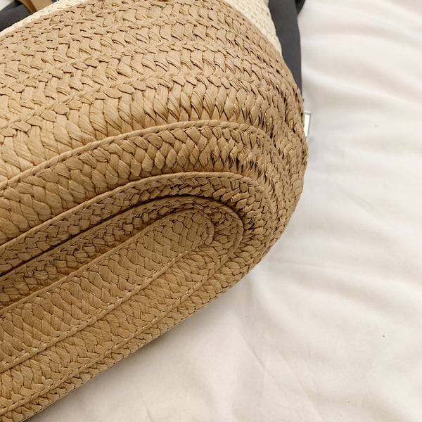 Contrast Straw Braided Handbag-Teresa's Fashionista LLC