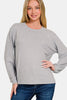 Zenana Hacci Round Neck Long Sleeve T-Shirt - Teresa's Fashionista LLC