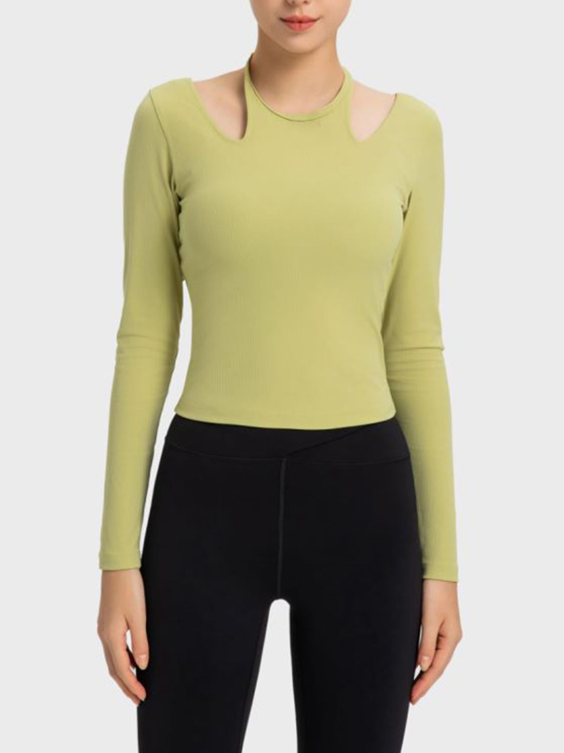 Halter Neck Long Sleeve Sporty Top-Teresa&#39;s Fashionista LLC