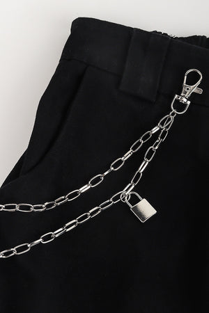 Double Layered Iron Chain Belt with Lock Charm-Teresa's Fashionista LLC