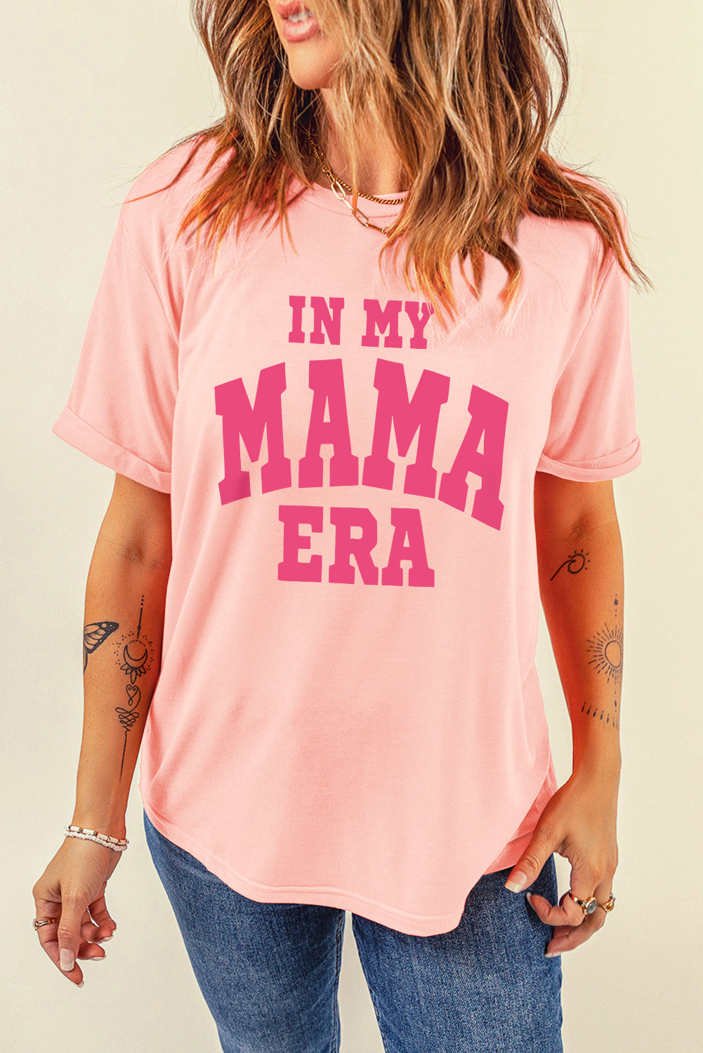 IN MY MAMA ERA Round Neck T-Shirt-Teresa&#39;s Fashionista LLC