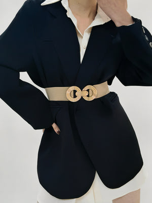 Geometric Buckle Elastic Wide Belt-Teresa's Fashionista LLC