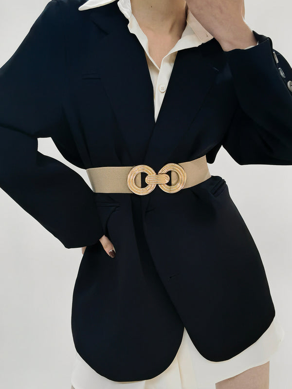 Geometric Buckle Elastic Wide Belt-Teresa's Fashionista LLC