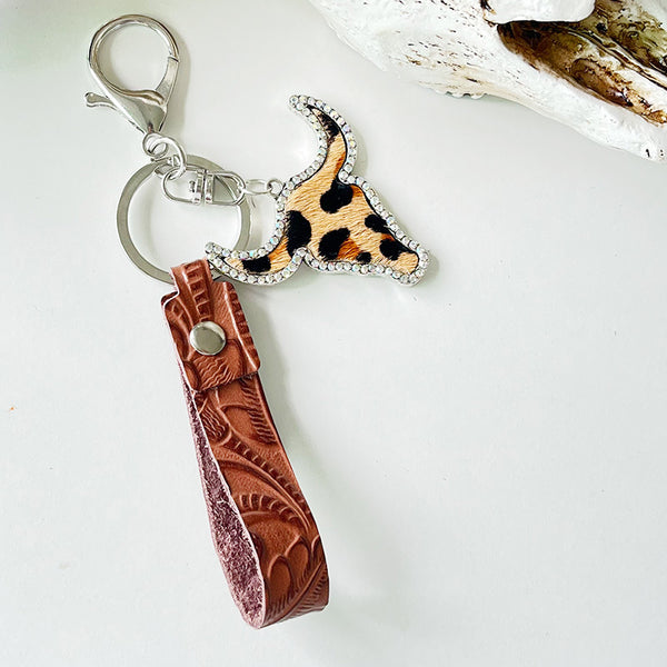 Rhinestone Bull Keychain-Teresa's Fashionista LLC
