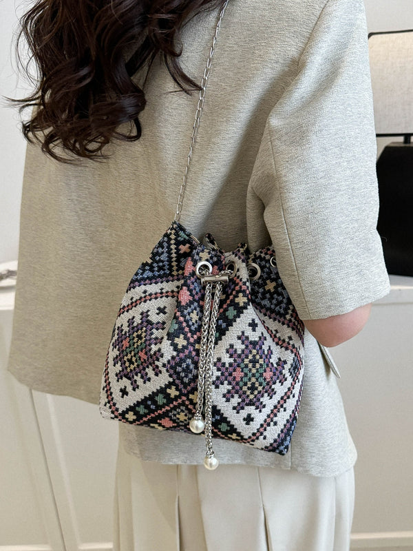 Printed Chain Bucket Bag-Teresa's Fashionista LLC