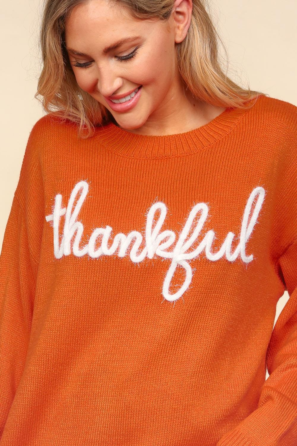 Haptics Full Size Metallic Glitter Embroidery Sweater - Teresa's Fashionista LLC
