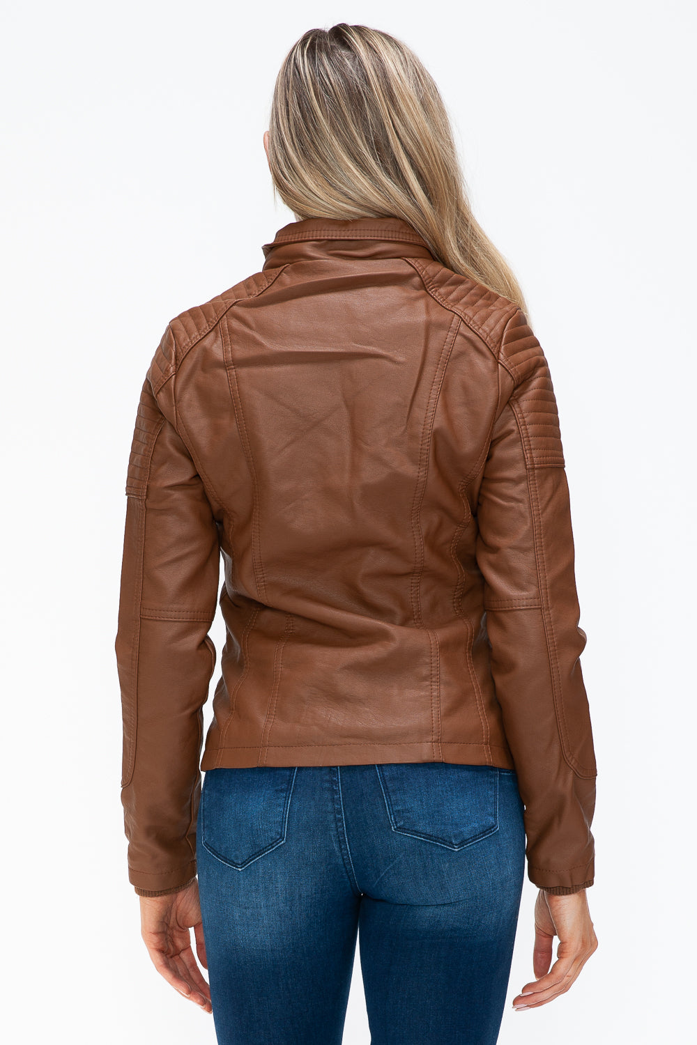 YMI Removable Faux Layered Multi-Pocket Jacket with Fuzzy Hood - Teresa's Fashionista LLC