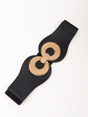 Alloy Buckle Elastic PU Belt-Teresa's Fashionista LLC