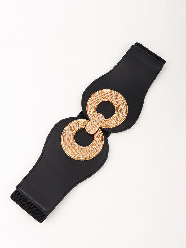 Alloy Buckle Elastic PU Belt-Teresa's Fashionista LLC