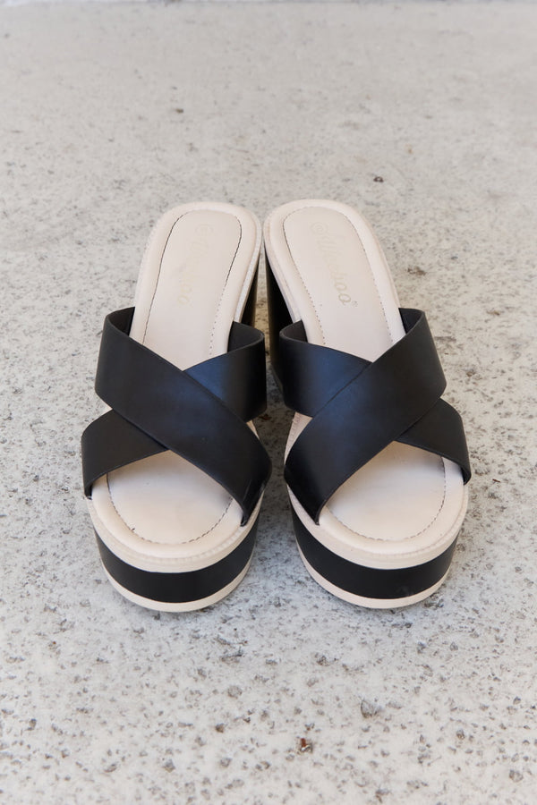 Weeboo Cherish The Moments Contrast Platform Sandals in Black-Teresa's Fashionista LLC