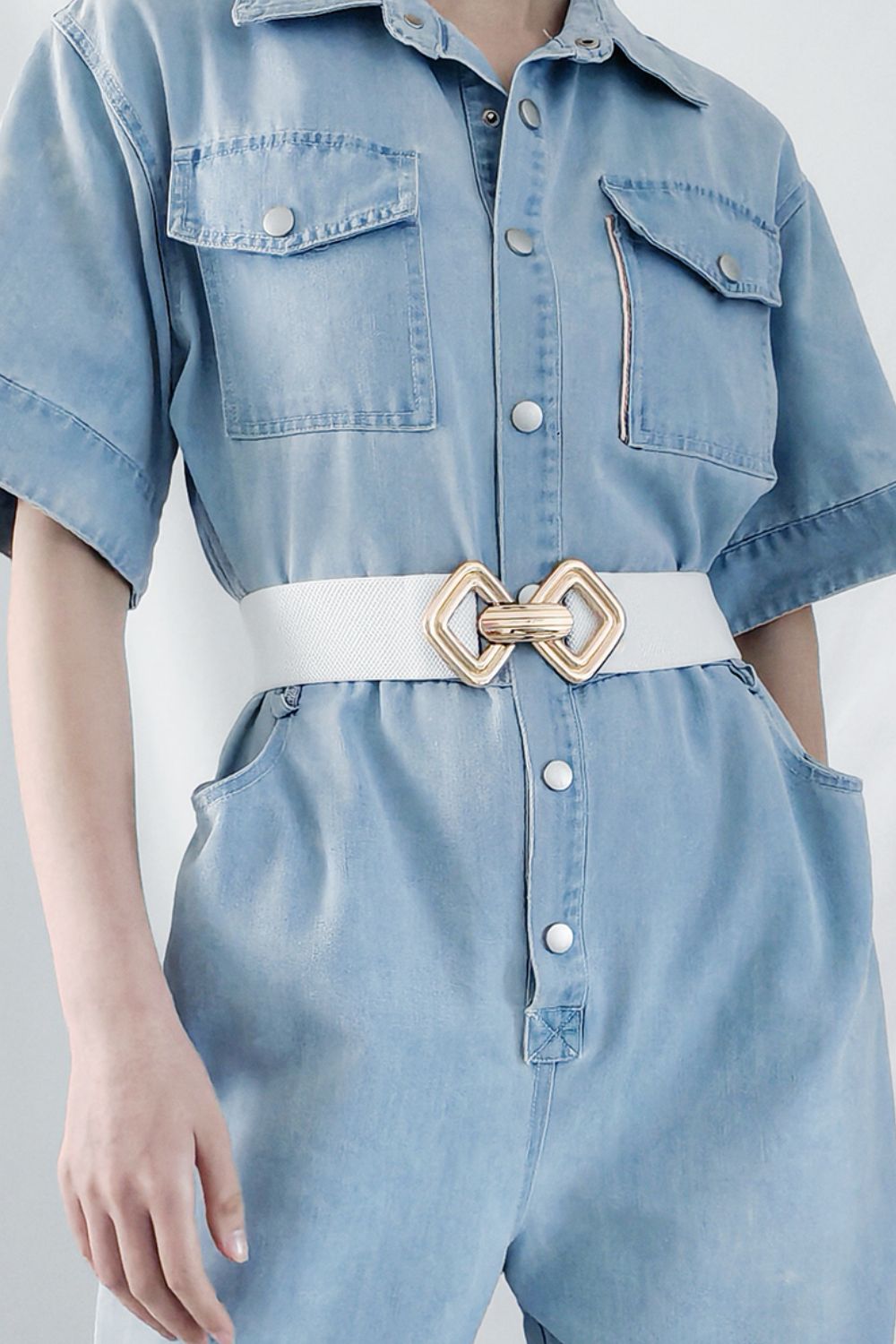 Geometric Buckle Elastic Wide Belt-Teresa's Fashionista LLC