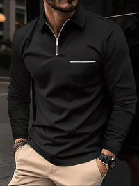 Men's Full Size Collared Neck Long Sleeve Polo Plus Size