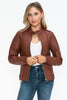Snobbish PU Leather Biker Jacket with Side Zip Pockets - Teresa's Fashionista LLC