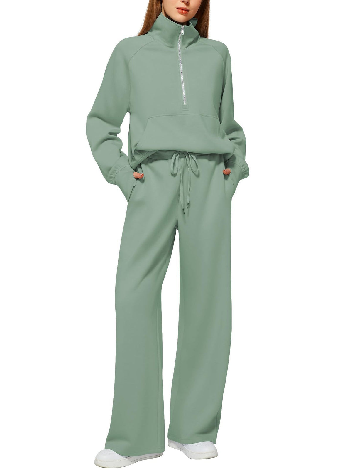 Solid Color Long-sleeved Sweater Trousers Suit Women's Suit - Teresa's Fashionista LLC