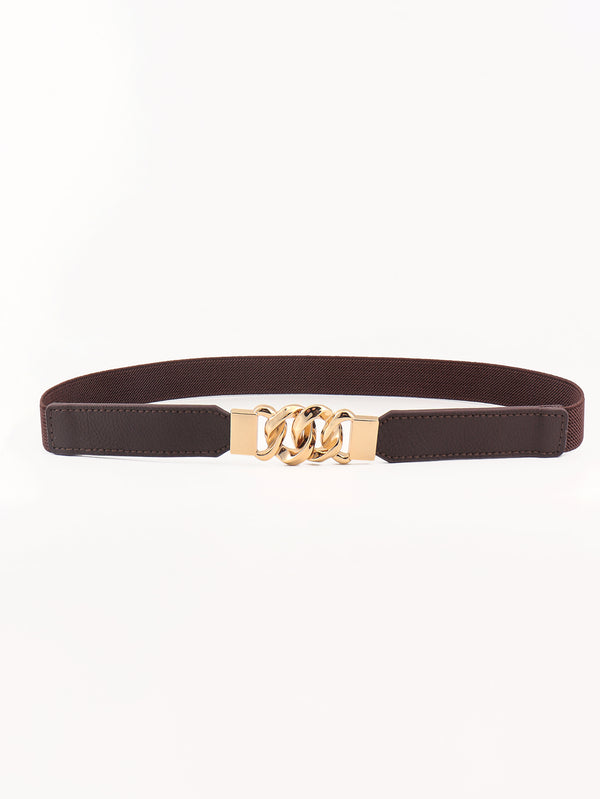 Zinc Alloy Buckle Elastic PU Belt-Teresa's Fashionista LLC